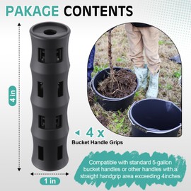 Gulfmew 4 Pack Bucket Handles Replacement, Plastic Handles Grips Fit 5 Gallon Buckets, Ergonomic Bucket Grips for Construction, Gardening, Painting, DIY, Farming and Car Wash Use (Black)