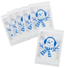 Knextion Inc Christmas Candy Bags Plastic Resealable Snap Seal Goody Bags Snowman Bags for Party Favors Candy Snacks Homemade Foods - 12 Piece Set