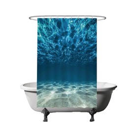 Ulticool Shower Curtain - Ocean Sea Quiet Diving Aquarium Beach Summer - Anti Mould - 120 x 180 cm - Washable - Waterproof - with 8 Rings - Blue
