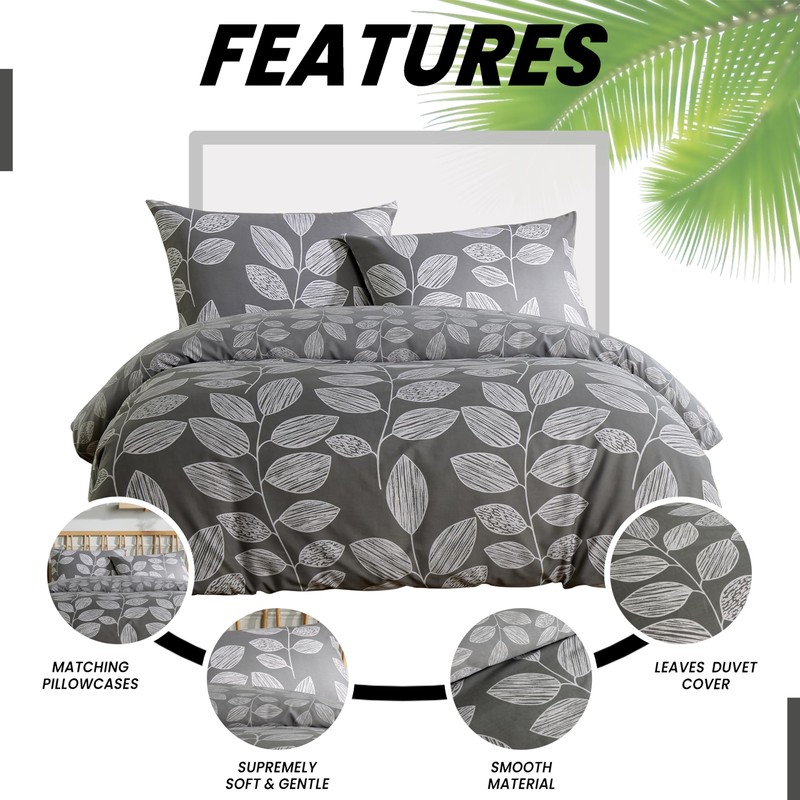 Olivia Rocco Leaves Printed Duvet Cover Set Hotel Quality Reversible