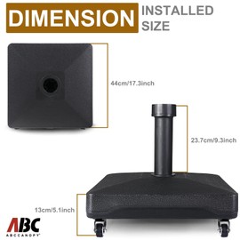 ABCCANOPY Durable 37.5lbs Capacity Fillable Patio Umbrella Base with Wheels (Black)