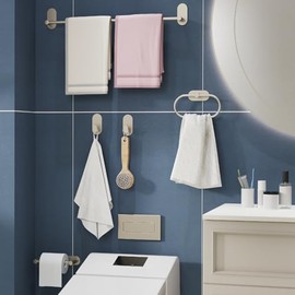 Ganchos adhesivos para toallas de baño, paquete de 2 ganchos de pared adhesivos de acero inoxidable y aleación de zinc, para colgar, autoadhesivos, resistentes, para baño, cocina, clóset, puerta