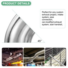 M METERXITY OD 3.5 Inch 45 Degree Mandrel Bend Elbow, Thicken 1.5 mm 304 Stainless Steel Exhaust Elbow Pipe for Car Modified Exhaust System, Stair Handrail Bend, Height 104 mm