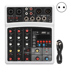BMG‑04D 4 Channel Mixer 48V Phantom Power Stereo Recording 4 Channel Mixing Console 100‑240VWhite EU Plug