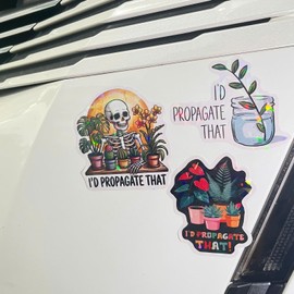 3 Pcs I'd Propagate That Holographic Sticker, Funny Plant Lover Sticker Motivaltional Quote Holographic Waterproof Vinyl Sticker for Books, Laptops, Phone, Water Bottles, Tumbler, Cup, Kindle 3 Inches