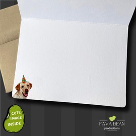 Happy Birthday Card with Dogs, Yellow Lab Card (1 Premium Card, 5x7 inches, Blank Inside) Yellow Labrador Retriever Birthday Card, Happy Birthday from Dog, Cute Happy Birthday Labrador Card- 357