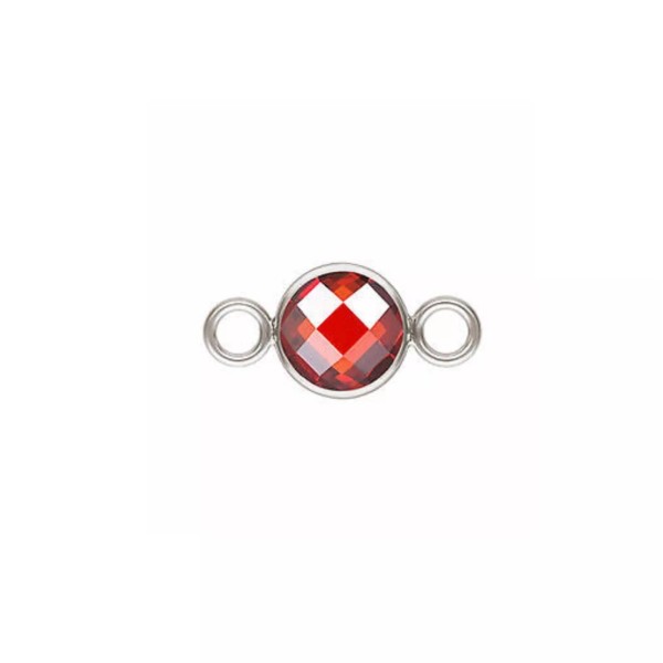 Beadtifulstyle 1x 925 Sterling Silver 8mm Garnet CZ Link Connector