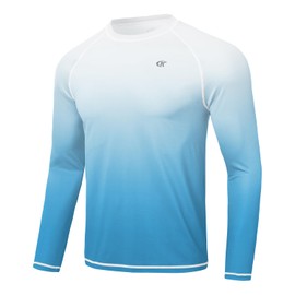 Huayuzh Rashguard UV Shirt Men's Long-Sleeved Swimming T-Shirt Quick-Drying Breathable Surfing Fishing Hiking Top, 6 sky blue