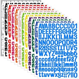 Pegatinas de Letras, Juego de 12 Hojas de Vinilo Autoadhesivo con Números de Letra, Pegatinas de Cartas, Etiquetas Autoadhesivas Pegatinas 12 Colores, para Álbum de Recortes, Botella de agua, Ventanas