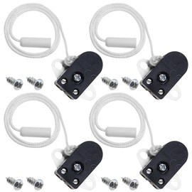The Lord of the Tools Pack of 4 Pull Chain Switches in Black 2 A 250 V Side Action Mini Pull Cord Switch Made of Metal Plastic with 8 Pieces Screws Length 28 cm with CE Certification