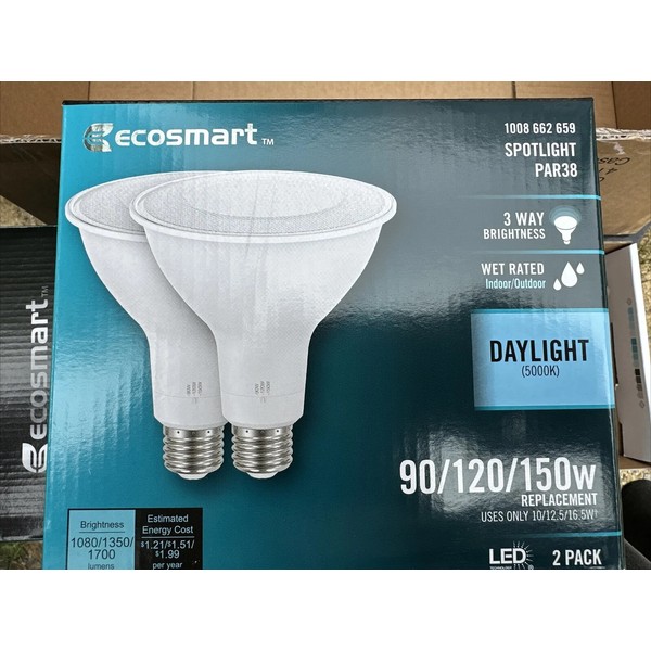 Eco-Smart 8- Ecosmart spotlight par 38 lightbulbs 90/120/150w 3 way