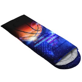 Smell Sunshine Kids Sleeping Bag for Boys Girls,3D Basketball Print-Lightweight Warm Portable Outdoor Indoor-Waterproof Cold Weather Resistant Sleeping Bag for Camping Hiking(Basketball-4)