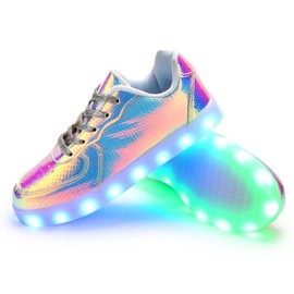 Padgene Women's Men's LED Lights Up Shoes Unisex Luminous Flashing Trainers USB Charging Lace Up Couples Dancing Shoes