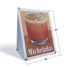 Micheladas Sidewalk Sign 18 Inch x 24 Inch A-Frame Images On Both Sides | Refreshing Drinks, Mexican Cuisine, Local Promotions | Made in USA