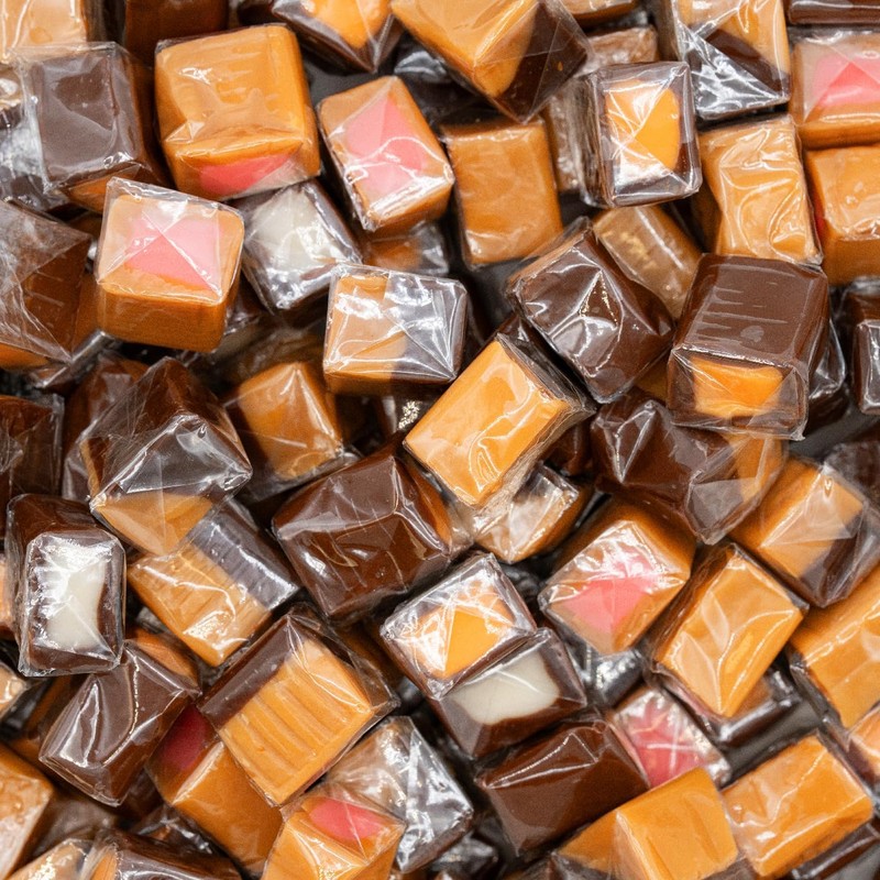 Caramel Cubes - Assorted Flavors Soft Filled Candy, Individually Wrapped,