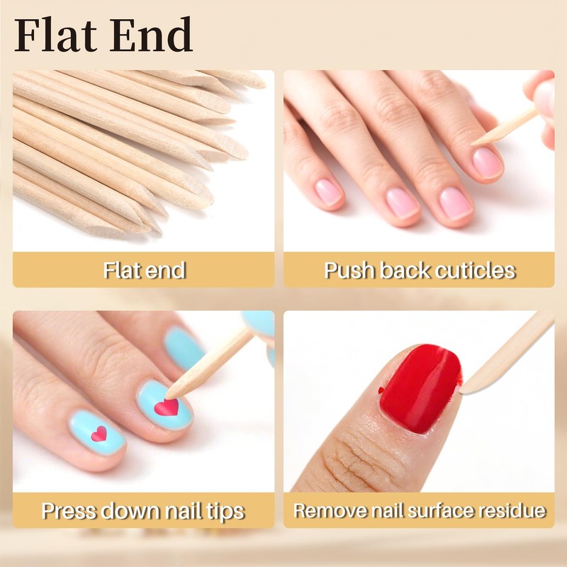 RAQEHO 500PCS Orange Sticks for Nails - Double Sided Wooden
