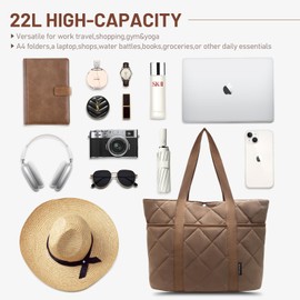 Sora Shizuku Quilted Tote Bag For Women, Puffer Tote Bag For Women, Trendy And Lightweight Travel Tote Bags For Work