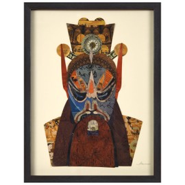 Empire Art Direct Beijing Opera Mask #2 Dimensional Collage Handmade by Alex Zeng Framed Graphic Landscape Wall Art Ready to Hang, 25" x 19" x 1.4"