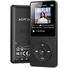 AGPTEK A02XT MP3 Player, HIFI Music Player, Bluetooth 5.3, Ultra Lightweight, Walkman, Built-In 32 GB, Expandable Up To 64 GB, Button Operation, Music Player, 40 Hours Playback, Lossless Sound, FM