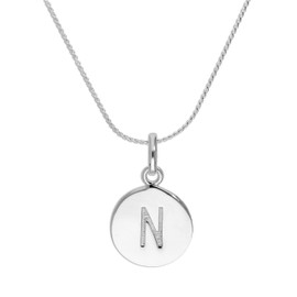 jewellerybox Sterling Silver Initial Letter N Necklace - 18 Inches - No Colour