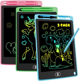 3-Pack LCD Writing Tablet for Kids 8.5 Inch, Colorful Doodle Board Drawing Pad Set, Erasable Electronic Educational Toys for Girls Boys Ages 3-8, Travel-Friendly with Lock Function & Stylus Pens
