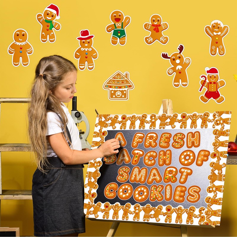 Kepeel Christmas Gingerbread Bulletin Board Classroom Decoration, Gingerbread Man Paper