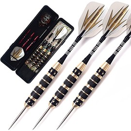 CUESOUL 26 Grams Steel Tip Darts - Black Coating Brass Barrels