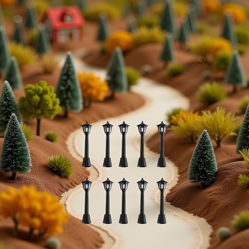 Mini Miniature Street Light Model, Railway Train Post Lamps, Black