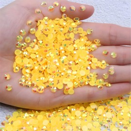 Flatback Rhinestones Round Gems for Nails Art and Crafts 4000Pcs SS6 2mm AB Crystals Glitter Stone DIY Bags Clothes Shoes (Orange Yellow AB)