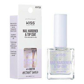 Kiss New York Nail Hardener & Top Coat, Infused with Biotin, Strengthen Nails, Protect Nails, Avoid Breaking and Splitting, Made in Korea
