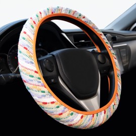 Boho Steering Wheel Cover Universal Fit Multicolor Baja Pattern Girly Car Interior Accessories