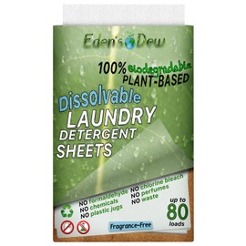 EDEW'S DEW Laundry Detergent Sheets | BIODEGRADABLE | 40 Sheets- Up to 80 Loads | PLANT-BASED | Concentrated Liquidless Laundry Soap | NO PLASTIC JUGS (Fragrance-Free, 1 pack)