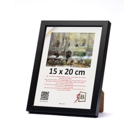 3-B Bilderrahmen MEGA - Schwarz - 15x20 cm - Holzrahmen, Fotorahmen, Portraitrahmen mit Acrylglas