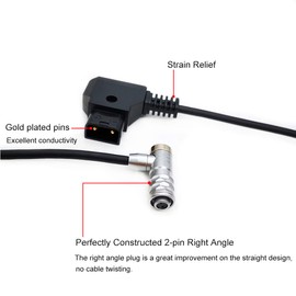 BMPCC 4K 6K Pro Power Cable, D-tap to Weipu SF6 2 Pin Female for Blackmagic Pocket Cinema Camera from Gold Mount V-Mount Battery (7.8" Right Angle)