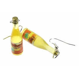Miniblings Bottle Earrings, Juice Bottle, Orchard, Mini Bottle, Yellow, Handmade Fashion Jewellery, Earrings Silver-Plated, Plastic