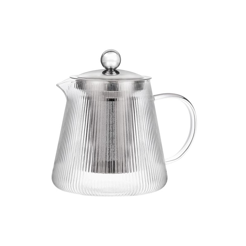 Cristel Darjeeling Collection Borosilicate Glass Teapot, 41 Ounces, With Stainless