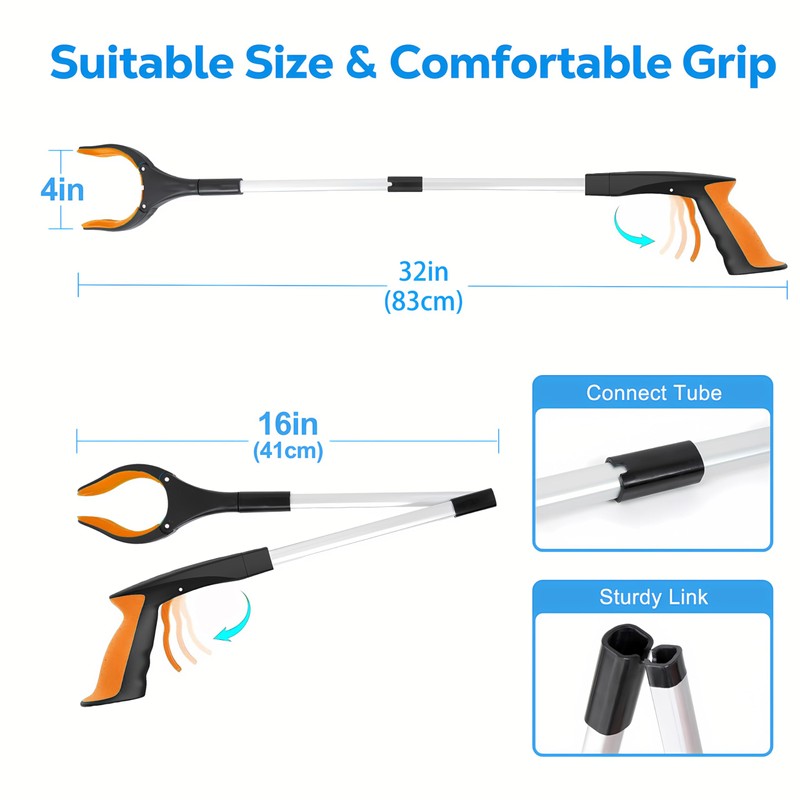 Grabber Reacher Tool - 32” Extra Long Foldable Gripper and