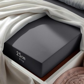 Aspire Homeware Double Fitted Sheet - 25 cm Deep Hotel Quality (Grey) Bed Sheets - Soft & Breathable Fitted Bed Sheets Double - Anti-Wrinkle Easy Care Fitted Sheets