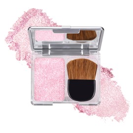 Prreal Highlighter Powder Palatte, Glitter Shimmer Highlighter Blusher for Cheek, Face Body Glow Highlight Glitter Pink Eyeshadow, Natural Pearl Highlight Luminizers Highlighting Powder Makeup #05