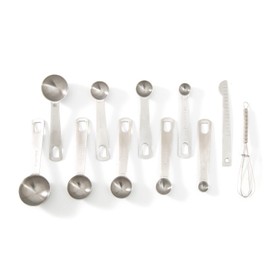 9 Measuring Spoons 1 Agitator 1 Caliper,18/8 Premium Stainless Steel Measuring Spoons Set, Spoons with Metric Measurements for Dry and Liquid Ingredients (Stainless Steel)