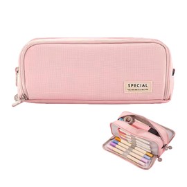 Keltra Pencil Case for Girls Secondary School,Large Capacity Pencil Case Boys Aesthetic Cases Pouch Stationery Bag Included Compartments High Multi-Layer Storage Pencilcase for Pencils (Rosa)