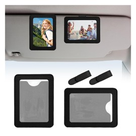 Leather Car Visor Clip Photo Frame,Versatile Car Visor Photo Clip with Magnetic Adjustable Direction to Display Photos & as ID Holders,Cars Picture Holder Fits Photos Within 3.94x2.4