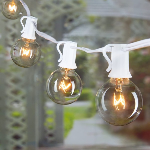 Outdoor Patio String Lights 100Feet G40 Backyard Lights with 104(4 Spare) 5W Edison Bulbs, UL Listed Waterproof Hanging Lights for Balcony Porch Bistro Party Decor, C7 E12 Socket, Not connectable