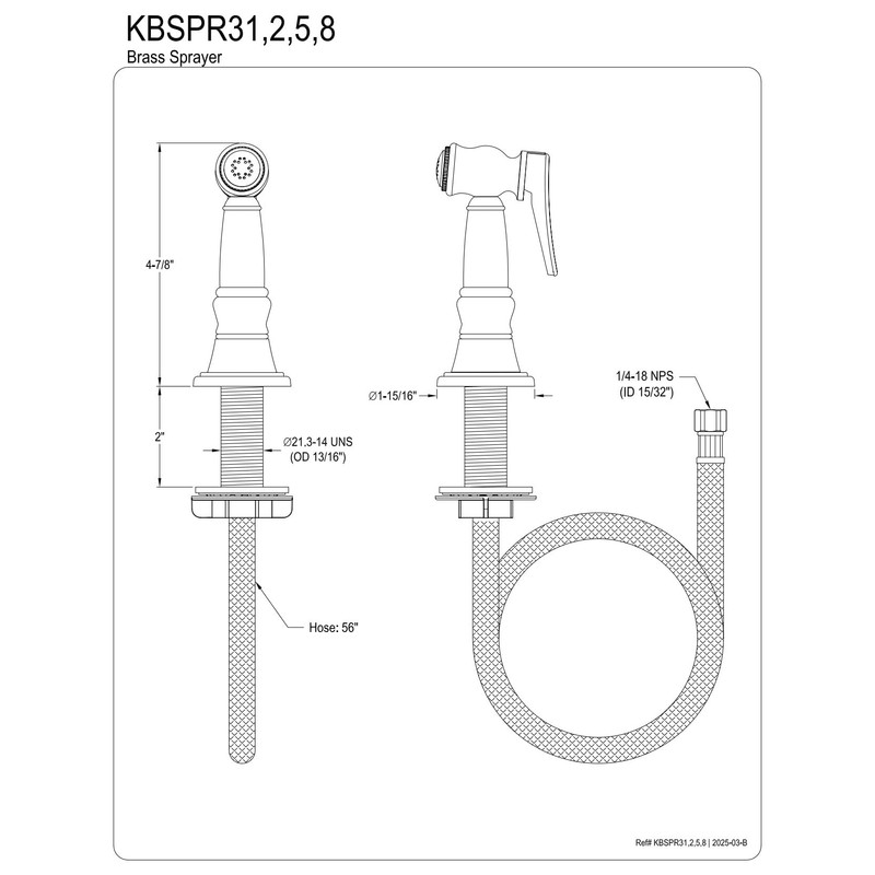 Kingston Brass Gourmetier KBSPR31 Kitchen Faucet Sprayer with Hose, Polished