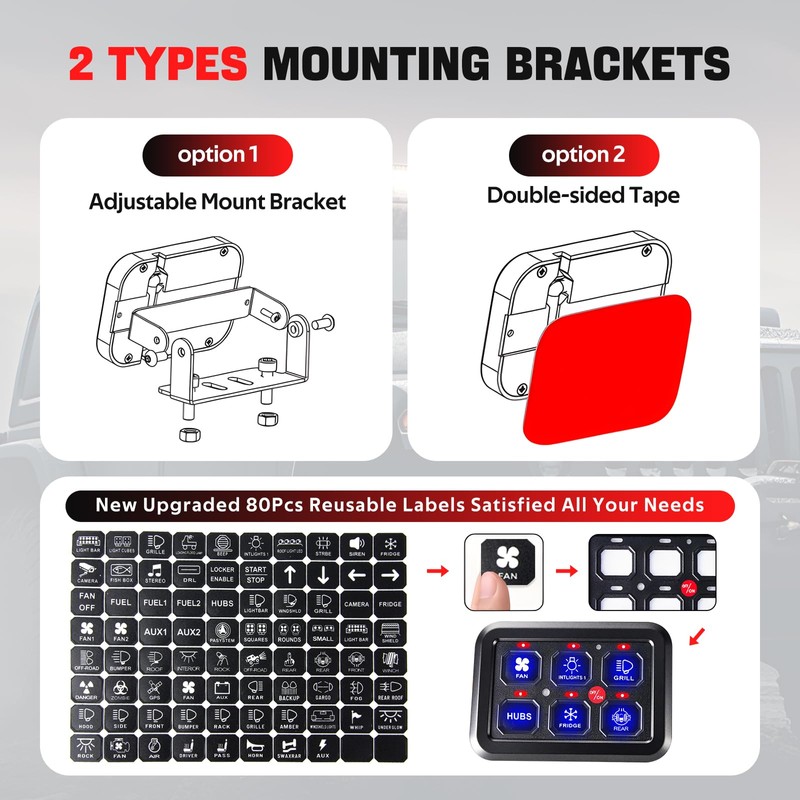 6 Gang Switch Panel with Automatic Dimmable On-Off LED Switch