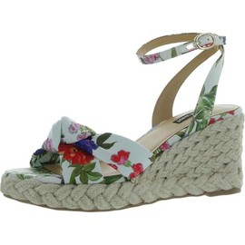 Nine West Women's Dotime2 Wedge Sandal, White Floral 140, 9.5