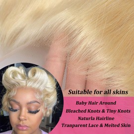 613 Body Wave Lace Front Wig Human Hair Wigs for Women 13x6 Blonde Lace Front Wigs Human Hair Pre Plucked 200% Density Blonde Wig Human Hair Transparent Lace Bleached Knots with Baby Hair 22 Inch