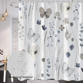 Shower Curtain,Bathroom Curtains Shower Set,Fabric Shower Curtain with 12 Hooks 71x71 Inch，Easy Installation, Machine Washable