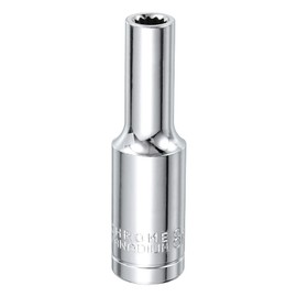 sourcing map 12 Points Metric Deep Socket 1/2" Drive 8mm Impact Socket Cr-V Steel Chrome Plating Flip Sleeve Nut Driver Wrench for Home Auto Nuts Bolts Repair