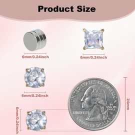 10 Pairs of Magnetic Earrings for Men, YRYUNRUI Stainless Steel CZ Men's Earrings, Silver Non-Pierced Magnetic Stud Earrings, Earring Set, Gift for Christmas, Anniversary, Valentine's Day, 6 mm